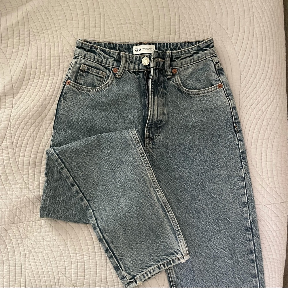 zara mom fit acid wash mom jeans